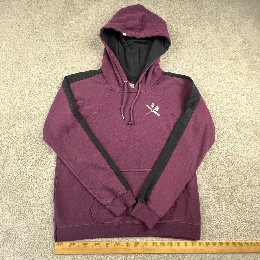 Volcom Hoodie Womens Medium Purple‎ Black Colorblock Skate Pullover Streetwear